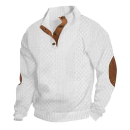 New Autumn European Size Stand-up Collar Long-sleeved Outdoor Sweater Henry Collar Jacquard Texture Needle Sweater Men
