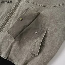 American Style Fake TwoPiece Spliced Sweatshirt Jacket Hooded Distressed Washed Contrasting Top High Street Heavyweight Cardigan