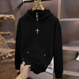 2026 Autumn New Light Luxury Men's Clothing Over Size Trendy Men's Hooded Collar Tops Long Sleeve Loose Handsome Stylish Hoodies