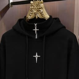 2026 Autumn New Light Luxury Men's Clothing Over Size Trendy Men's Hooded Collar Tops Long Sleeve Loose Handsome Stylish Hoodies