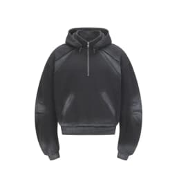 American Retro High Street Spliced Men's Half Zip Hoodie Fashion Y2k Streetwear Original Style Hip-hop Loose Hooded Sweatshirt