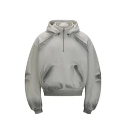 American Retro High Street Spliced Men's Half Zip Hoodie Fashion Y2k Streetwear Original Style Hip-hop Loose Hooded Sweatshirt