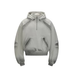 American Retro High Street Spliced Men's Half Zip Hoodie Fashion Y2k Streetwear Original Style Hip-hop Loose Hooded Sweatshirt