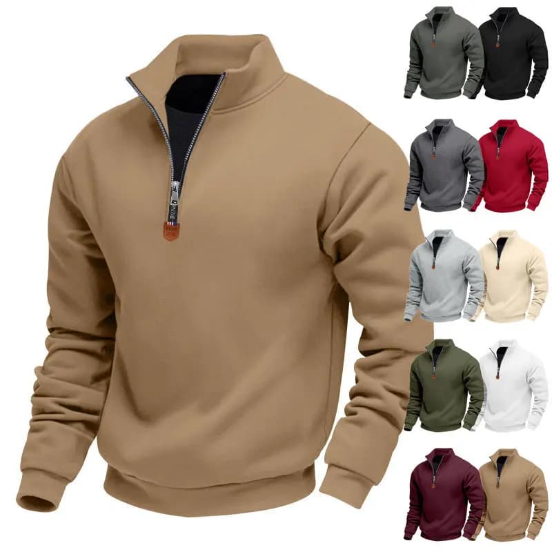 American Fleece Skin-friendly And Warm Men's Stand-up Collar Long-sleeved Half-zipper Sports And Leisure Sweater