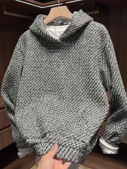 Autumn Winter Knitted Heavyweight Trendy Hoodie Men's Fleece Loose Fashionable Versatile Couple Overhead Shirt Casual Style