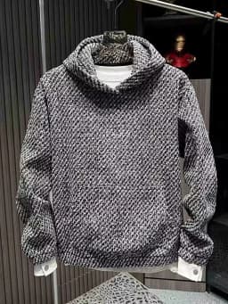 Autumn Winter Knitted Heavyweight Trendy Hoodie Men's Fleece Loose Fashionable Versatile Couple Overhead Shirt Casual Style