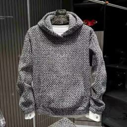 Autumn Winter Knitted Heavyweight Trendy Hoodie Men's Fleece Loose Fashionable Versatile Couple Overhead Shirt Casual Style