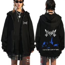Mayhem De Mysteriis Dom Sathanas Zipper Hoodies Death Metal Gothic Hoodie Men Women Oversized Zip Up Jacket Fleece Sweatshirts