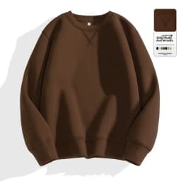 Afashion Heavyweight Color Hoodless Sweatshirt Men's Inverted round Neck Loose plus Size Long Sleeve Overhead Base Shirt
