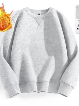 Afashion Heavyweight Color Hoodless Sweatshirt Men's Inverted round Neck Loose plus Size Long Sleeve Overhead Base Shirt