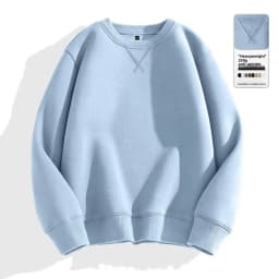 Afashion Heavyweight Color Hoodless Sweatshirt Men's Inverted round Neck Loose plus Size Long Sleeve Overhead Base Shirt