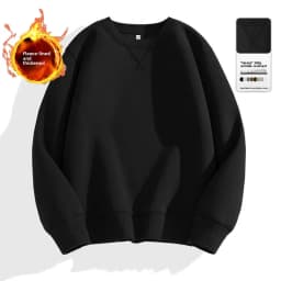 Afashion Heavyweight Color Hoodless Sweatshirt Men's Inverted round Neck Loose plus Size Long Sleeve Overhead Base Shirt