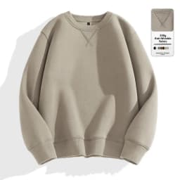 Afashion Heavyweight Color Hoodless Sweatshirt Men's Inverted round Neck Loose plus Size Long Sleeve Overhead Base Shirt