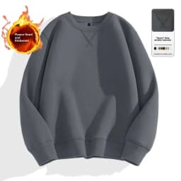 Afashion Heavyweight Color Hoodless Sweatshirt Men's Inverted round Neck Loose plus Size Long Sleeve Overhead Base Shirt