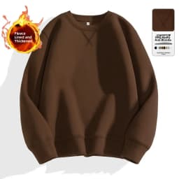 Afashion Heavyweight Color Hoodless Sweatshirt Men's Inverted round Neck Loose plus Size Long Sleeve Overhead Base Shirt