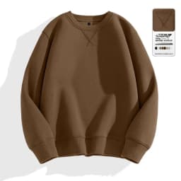 Afashion Heavyweight Color Hoodless Sweatshirt Men's Inverted round Neck Loose plus Size Long Sleeve Overhead Base Shirt
