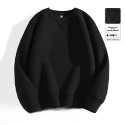 Afashion Unisex Basic Color round Neck Sweatshirt Spring Autumn Casual Outerwear Cotton Polyester Comfortable Loose Fit Jacket