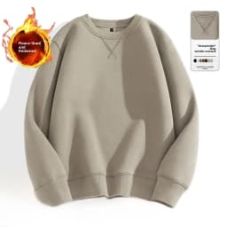 Afashion Unisex Basic Color round Neck Sweatshirt Spring Autumn Casual Outerwear Cotton Polyester Comfortable Loose Fit Jacket