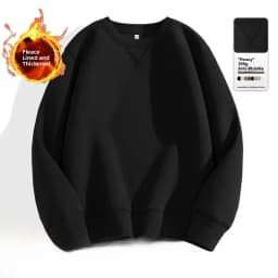 Afashion Unisex Basic Color round Neck Sweatshirt Spring Autumn Casual Outerwear Cotton Polyester Comfortable Loose Fit Jacket
