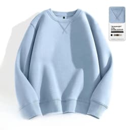 Afashion Unisex Basic Color round Neck Sweatshirt Spring Autumn Casual Outerwear Cotton Polyester Comfortable Loose Fit Jacket