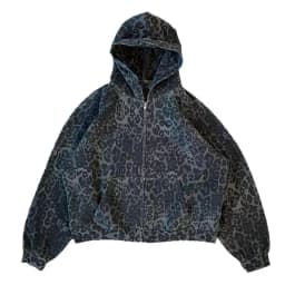 Mens Leopard Print Hoodie 2025 Autumn Winter Gothic Streetwear Zip Up Jacket Vintage Denim Kangaroo Pocket Loose Fit Fashion