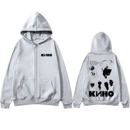 Legendary Russia Rock Band Kino Viktor Tsoi Face Graphic Zipper Hoodie Men Women Clothing Casual Vintage Oversized Zip Up Jacket