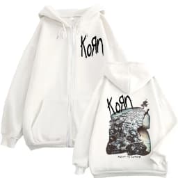 Pop Band Korn Ftl 25 Follow The Leader Graphic Zipper Hoodie Rock Hip Hop Vintage Zip Up Sweatshirts Unisex Oversized Pullovers