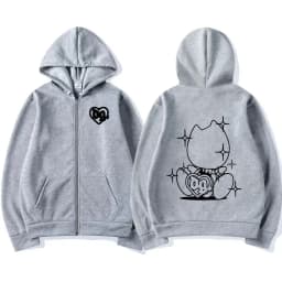 Swedish Rapper Bladee Drain Gang Logo Zipper Hoodie Men's Casual Oversized Zip Up Sweatshirt Streetwear Fashion Vintage Jackets