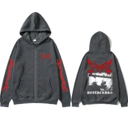 Mayhem Deathcrush Graphic Zipper Hoodie Male Death Black Metal Gothic Band Zip Up Jacket Men Women Rock Oversized Zip Up Hoodies