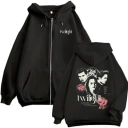 Twilight Vampire Robert Pattinson Edward Cullen Bella Jacob Black Zipper Hoodie Men Women Casual Fleece Vintage Zip Up Jacket