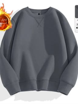 Thickened 380g Hoodie Men's Style round Neck Fleece Lined Autumn Winter Cotton Polyester Casual Sweatshirt Antibacterial Wear...