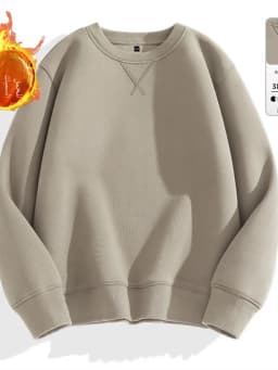 Thickened 380g Hoodie Men's Style round Neck Fleece Lined Autumn Winter Cotton Polyester Casual Sweatshirt Antibacterial Wear...