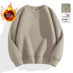 Thickened 380g Hoodie Men's Style round Neck Fleece Lined Autumn Winter Cotton Polyester Casual Sweatshirt Antibacterial Wear...