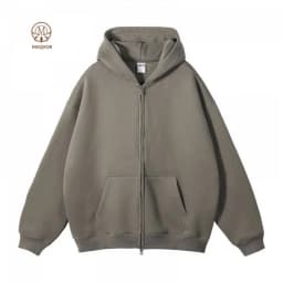MAQVOB EU US Size High Quality Streetwear Autumn Winter Fleece 350G Double-Sided Zipper Loose Sweatshirt Hoodies