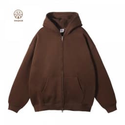 MAQVOB EU US Size High Quality Streetwear Autumn Winter Fleece 350G Double-Sided Zipper Loose Sweatshirt Hoodies
