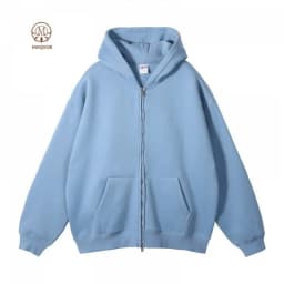 MAQVOB EU US Size High Quality Streetwear Autumn Winter Fleece 350G Double-Sided Zipper Loose Sweatshirt Hoodies