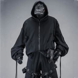 Distressed Washed Gothic Punk Hoodies Man Wasteland Style Vintage Zip Up Hoodie Y2K Techwear Sweatshirt