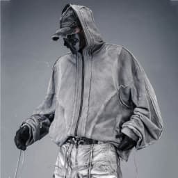 Distressed Washed Gothic Punk Hoodies Man Wasteland Style Vintage Zip Up Hoodie Y2K Techwear Sweatshirt