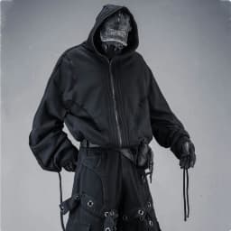 Distressed Washed Gothic Punk Hoodies Man Wasteland Style Vintage Zip Up Hoodie Y2K Techwear Sweatshirt