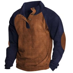 2026-Autumn-Winter-Men-Contrast-Color-Corduroy-Stand-Collar-Sweatshirt-Slim-Fit-Long-Sleeve-Pullover-Retro-Urban-Daily-Street-Ca