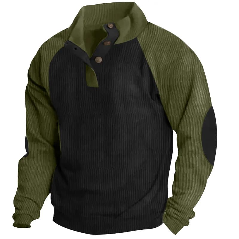 2026-Autumn-Winter-Men-Contrast-Color-Corduroy-Stand-Collar-Sweatshirt-Slim-Fit-Long-Sleeve-Pullover-Retro-Urban-Daily-Street-Ca