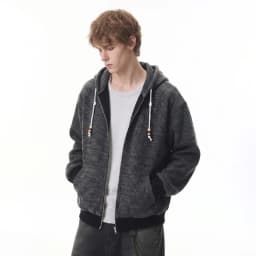 American Retro Men's Casual Zipper Hoodie Autumn Winter Fashion Loose Hooded Jacket Japan Korean Streetwear Sweatshirt