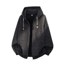 American Retro Men's Casual Zipper Hoodie Autumn Winter Fashion Loose Hooded Jacket Japan Korean Streetwear Sweatshirt