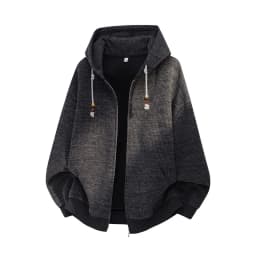 American Retro Men's Casual Zipper Hoodie Autumn Winter Fashion Loose Hooded Jacket Japan Korean Streetwear Sweatshirt