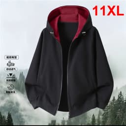 Zippered Hoodie Jacket Men 10XL 11XL Plus Size Hoodies Fashion Casual Solid Color Hoodies Male Spring Autumn