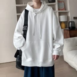 Korean Fashion Oversized Men's Hoodie Autumn Winter New Solid Color Casual Loose Hooded Sweatshirt Japan Streetwear Men Clothing