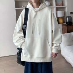 Korean Fashion Oversized Men's Hoodie Autumn Winter New Solid Color Casual Loose Hooded Sweatshirt Japan Streetwear Men Clothing