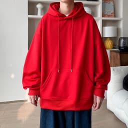 Korean Fashion Oversized Men's Hoodie Autumn Winter New Solid Color Casual Loose Hooded Sweatshirt Japan Streetwear Men Clothing
