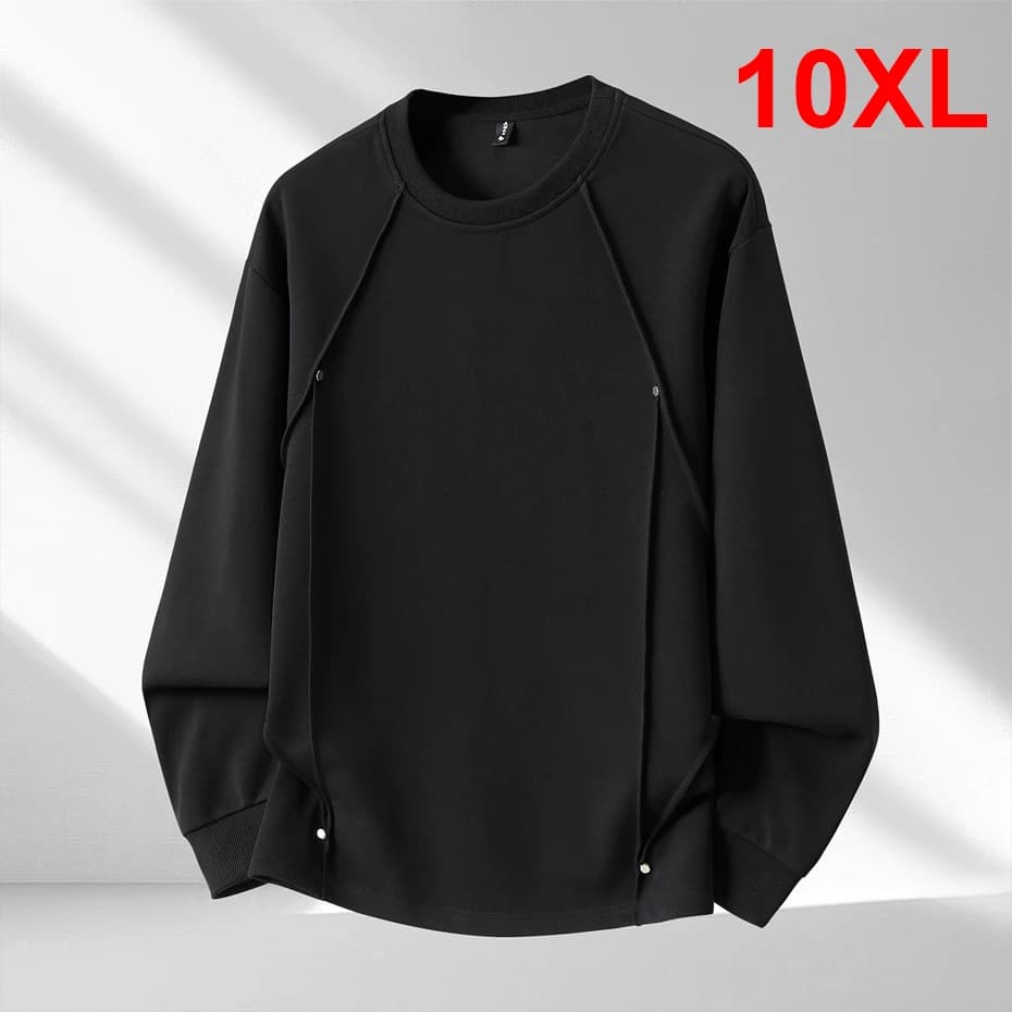 Spring Autumn Sweatshirts Men 10XL Plus Size Sweatshirt Fashion Casual Solid Color Sweatshirt Pullover Male