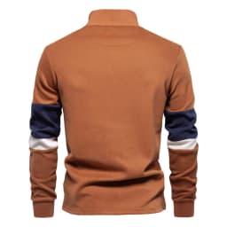 Autumn Long Sleeve Polo Collar Sweatshirt Men's Color-Block Casual Streetwear
